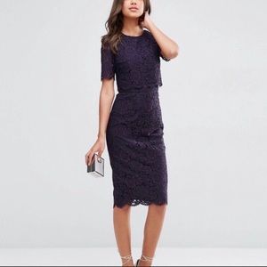 💜 ASOS Tall Purple Lace Crop MIDI Pencil Skirt